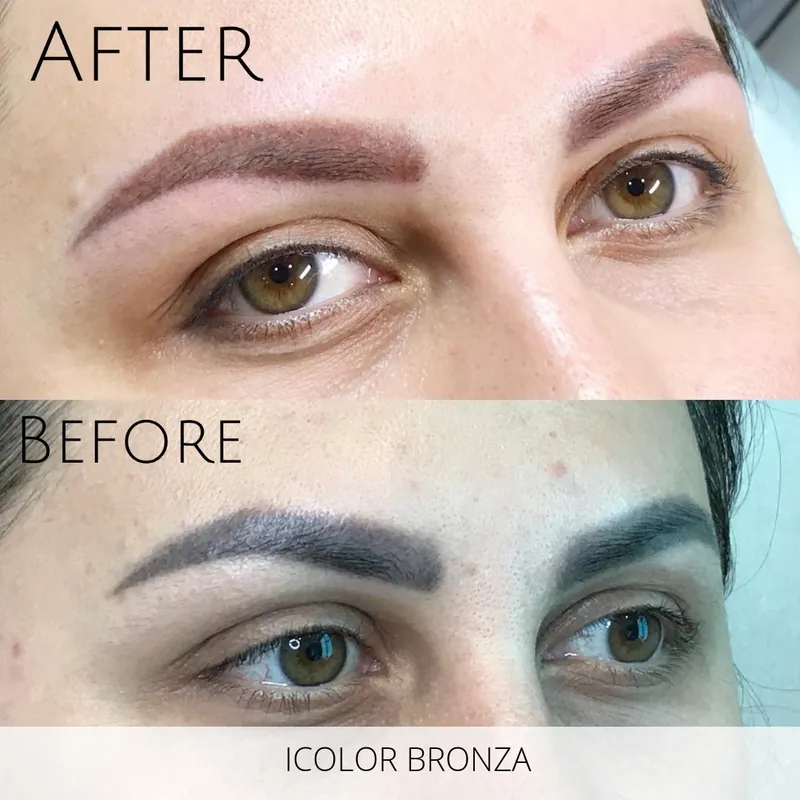 Sprâncene înainte și după corecție cu iColor Bronza